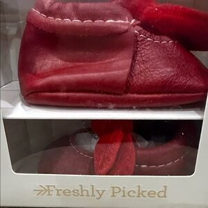 Freshly Picked Kids Moccasins in Deep Red